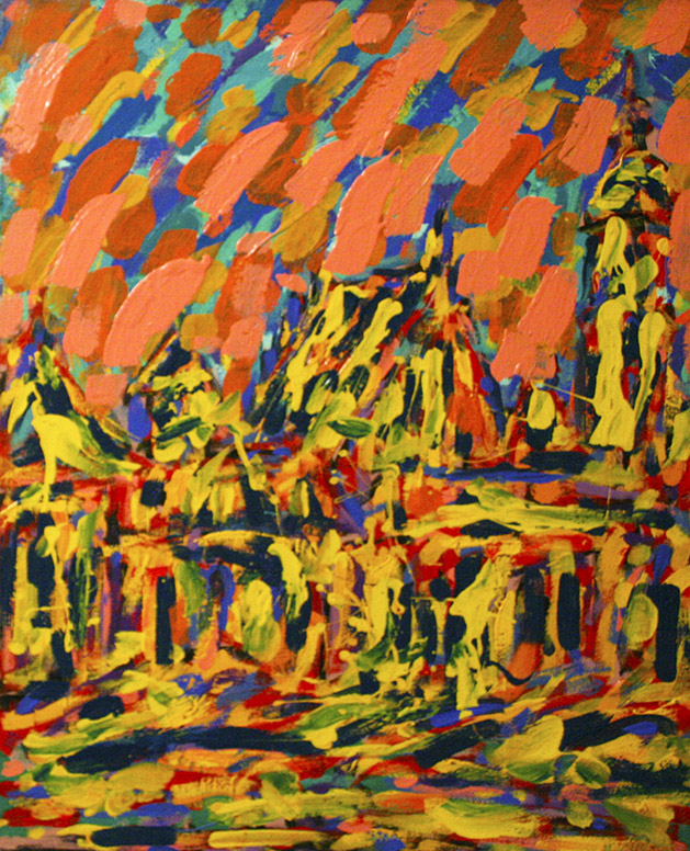 34 adam bojara warszawa katedra 50x61 akryl pŁ. 1999 g