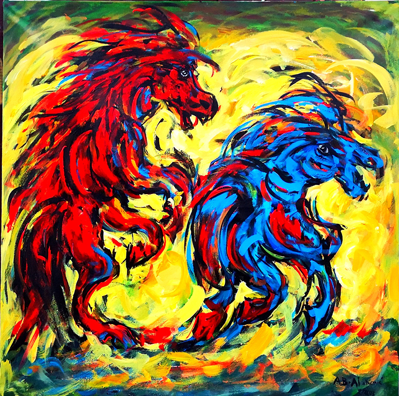 9 adam bojara & ai 3 2023 ''konie''100x100akryl pŁ.