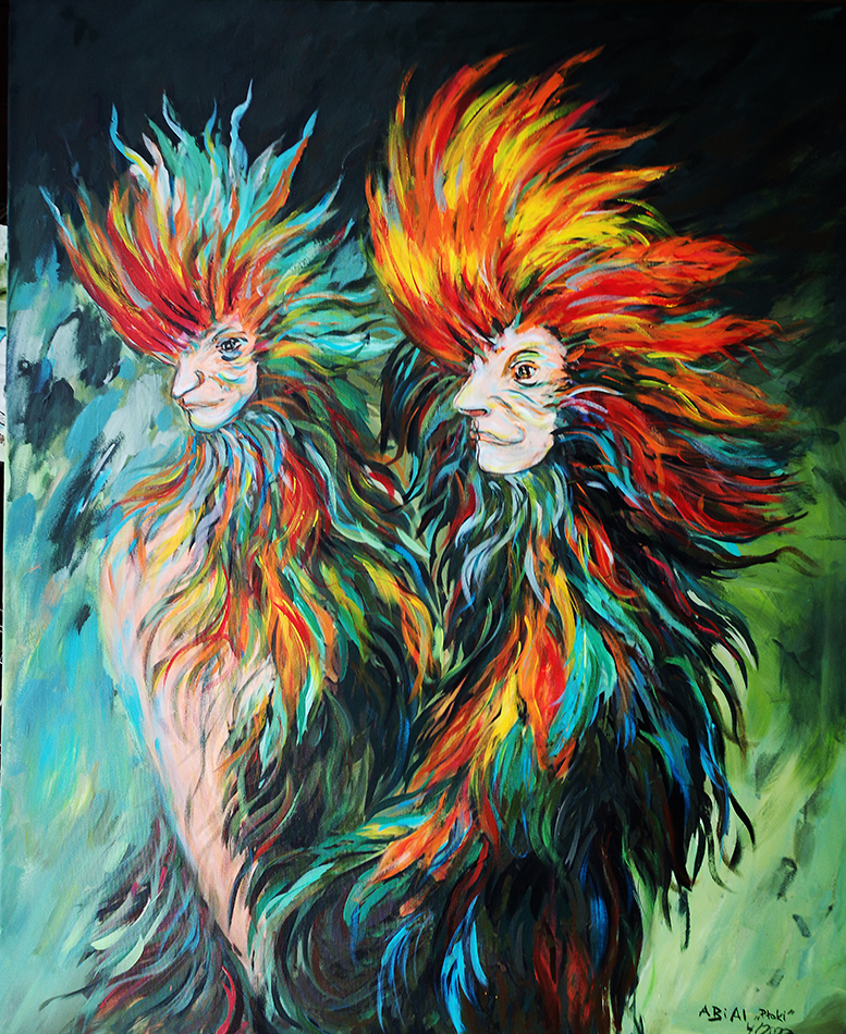 adam bojara & ai 2 2023 ''ptaki '' 100x120 akryl pŁ.